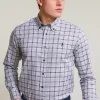 Discount River Woods Custom fit geruit hemd wit/bruin -