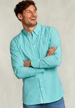 Sale River Woods Custom fit geruit hemd wit/groen -