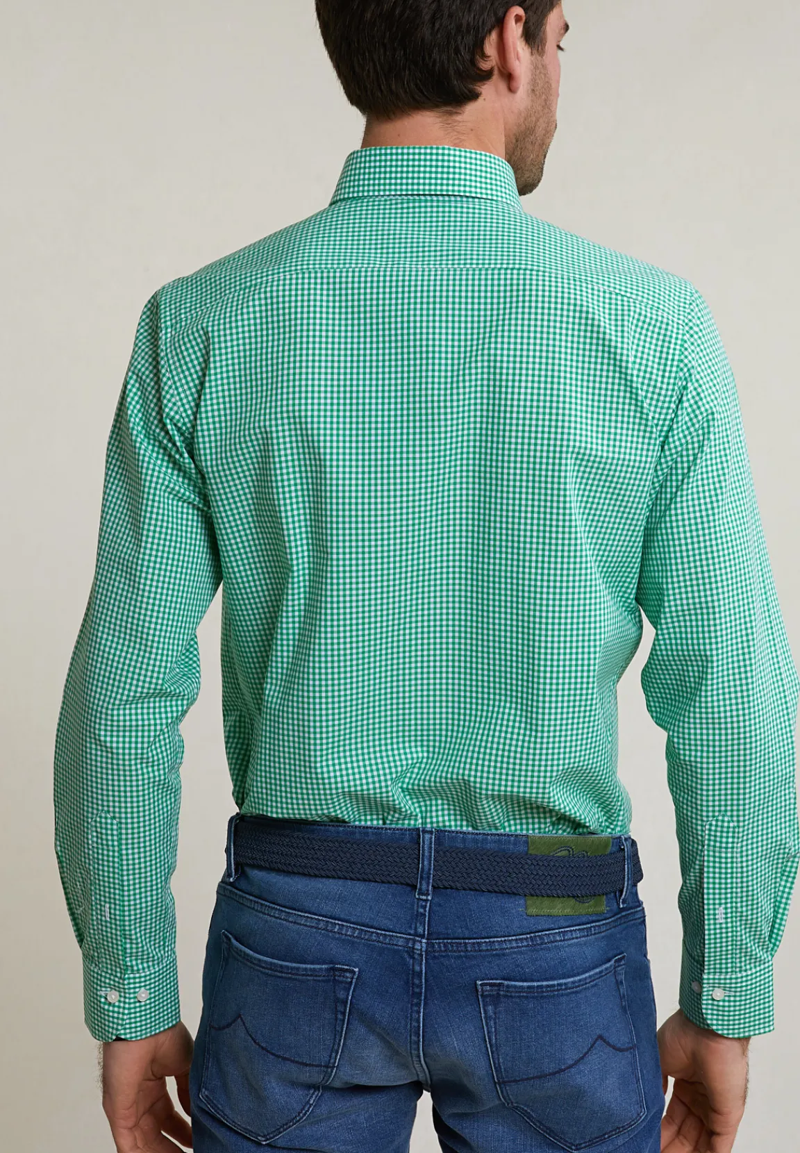 New River Woods Custom fit geruit katoenen hemd groen/wit -