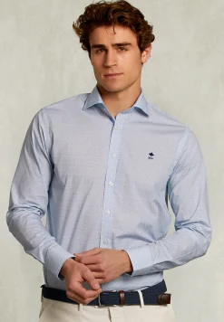 Online River Woods Custom fit gestipt hemd blauw/groen -