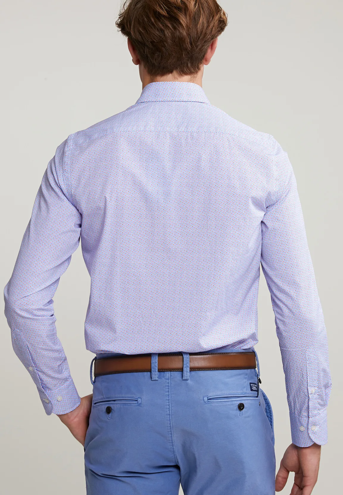 Sale River Woods Custom fit gestipt hemd blauw/rood -