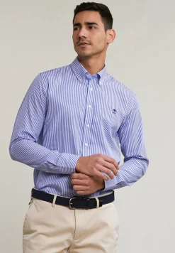 Sale River Woods Custom fit gestreept hemd blauw/wit -