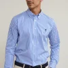 Online River Woods Custom fit gestreept hemd performance stretch blauw/wit -