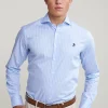 Outlet River Woods Custom fit gestreept hemd blauw/wit -