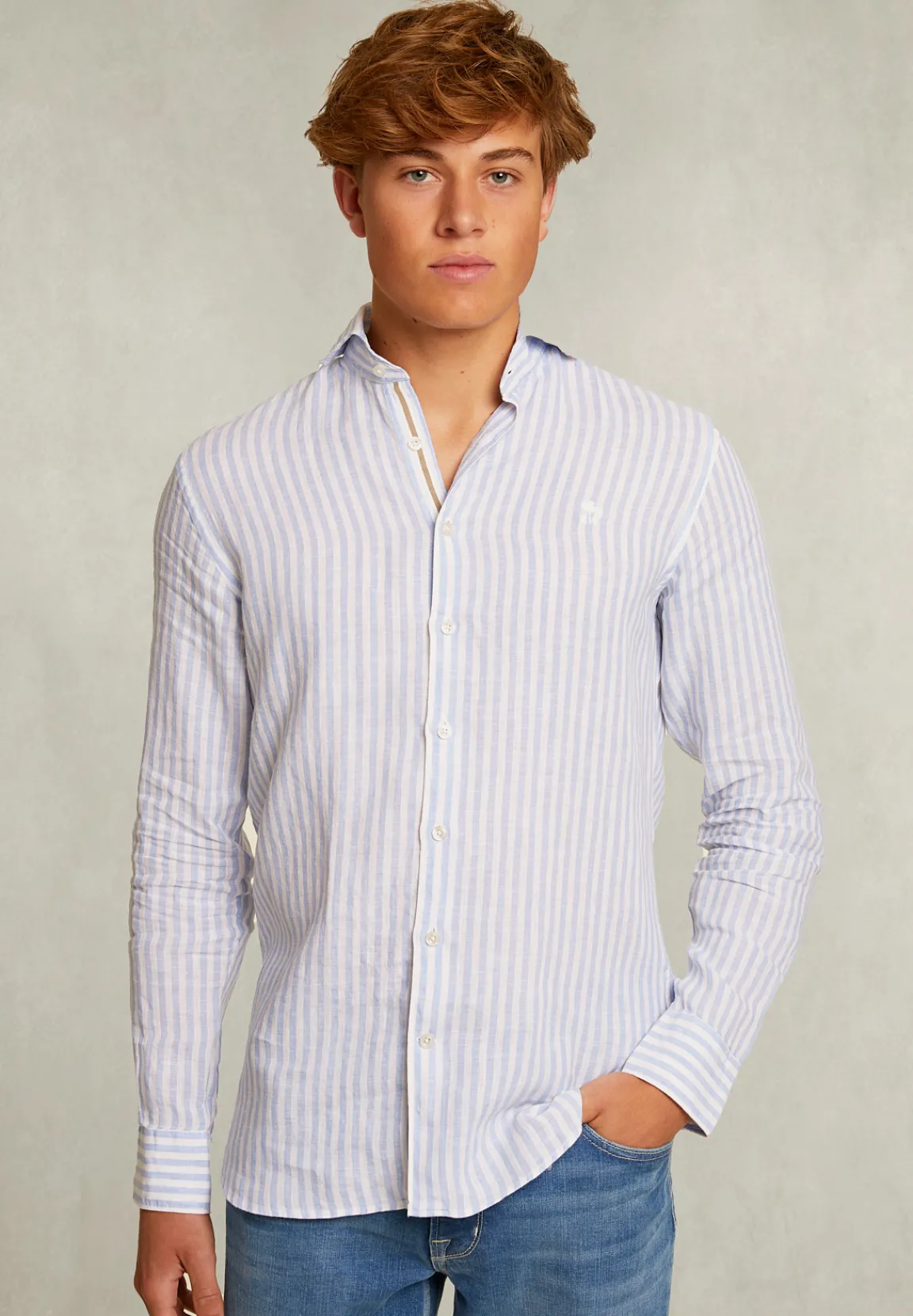 Hot River Woods Custom fit gestreept hemd blauw/wit -