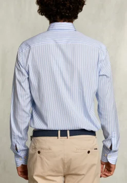 Clearance River Woods Custom fit gestreept hemd blauw/wit -