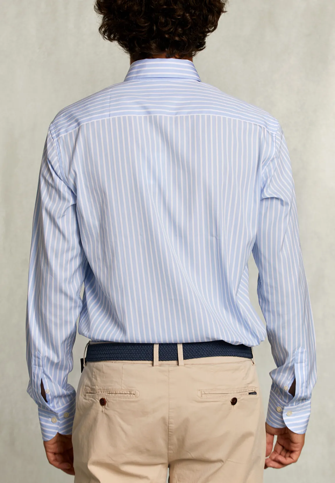 Clearance River Woods Custom fit gestreept hemd blauw/wit -