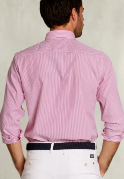 Sale River Woods Custom fit gestreept hemd met zak rood/wit -