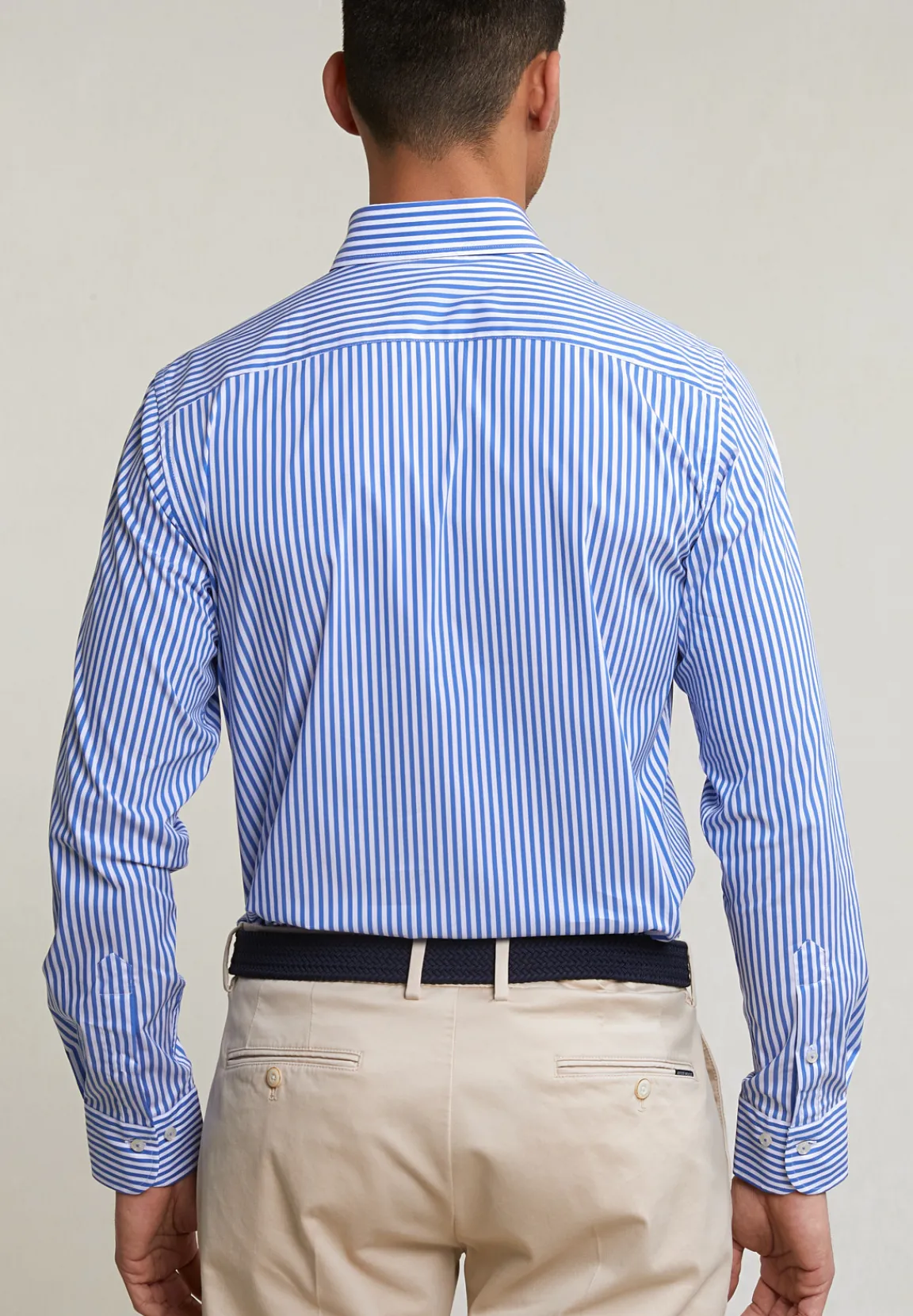 Online River Woods Custom fit gestreept hemd performance stretch blauw/wit -