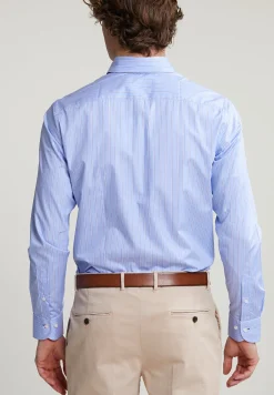 Best River Woods Custom fit gestreept hemd blauw/wit -