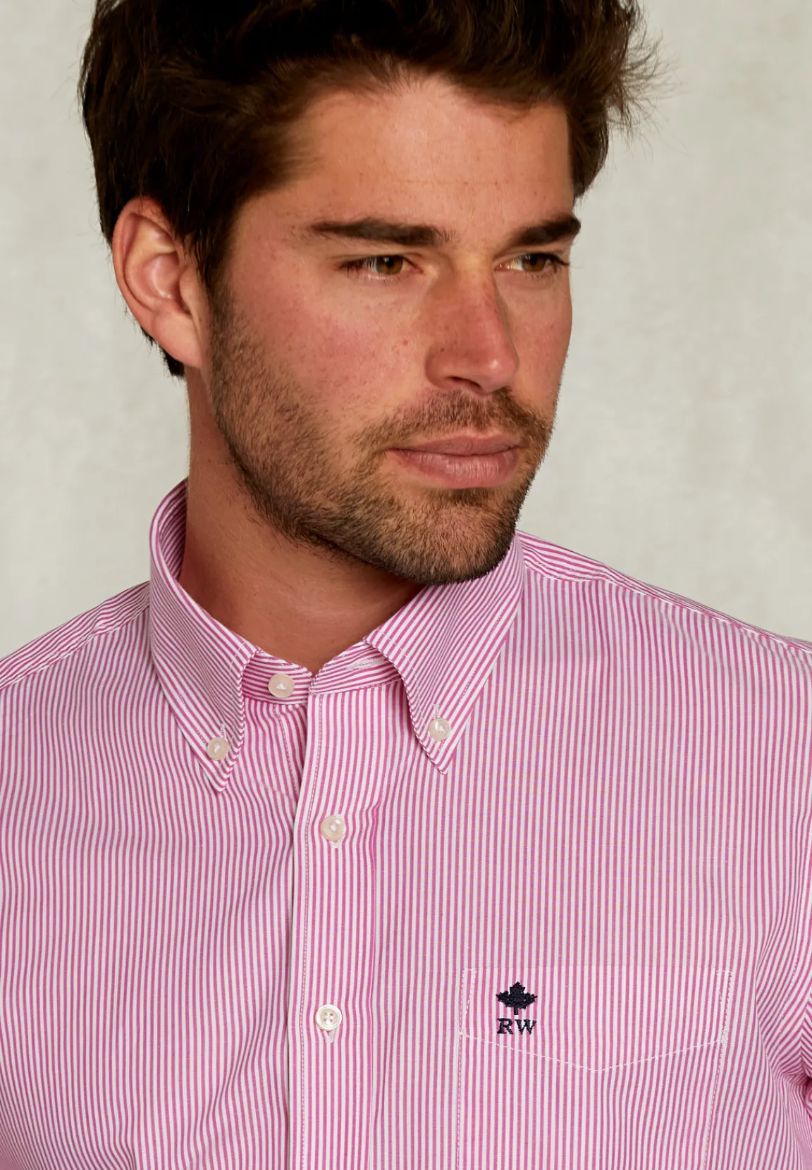 Sale River Woods Custom fit gestreept hemd met zak rood/wit -