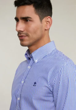 Sale River Woods Custom fit gestreept hemd blauw/wit -