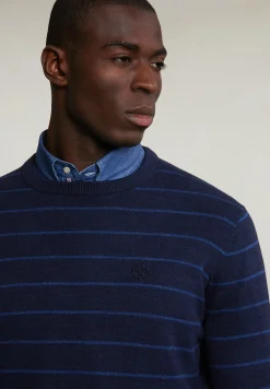 Online River Woods Custom fit gestreepte katoenen trui ronde hals navy mix -
