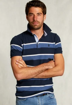 New River Woods Custom fit gestreepte polo indian ocean mix -