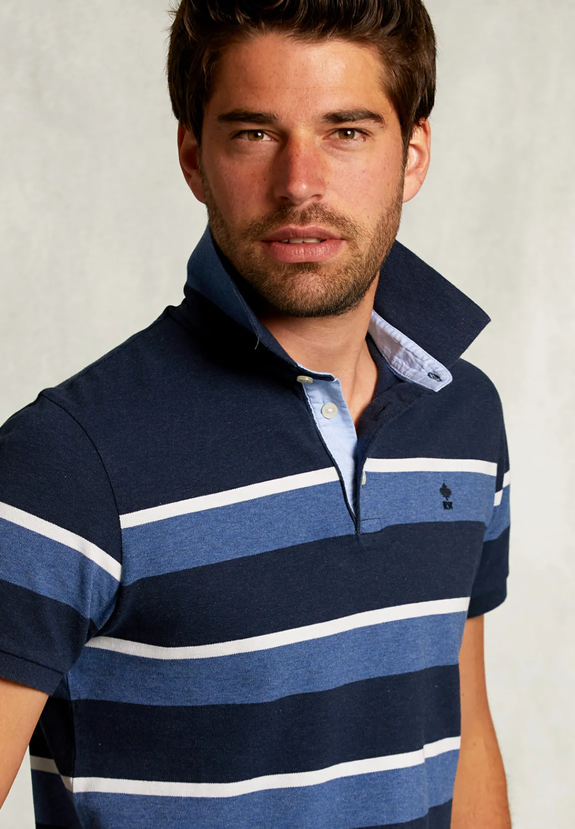 New River Woods Custom fit gestreepte polo indian ocean mix -