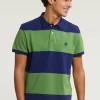 New River Woods Custom fit gestreepte stretch polo royal blue/belize green -