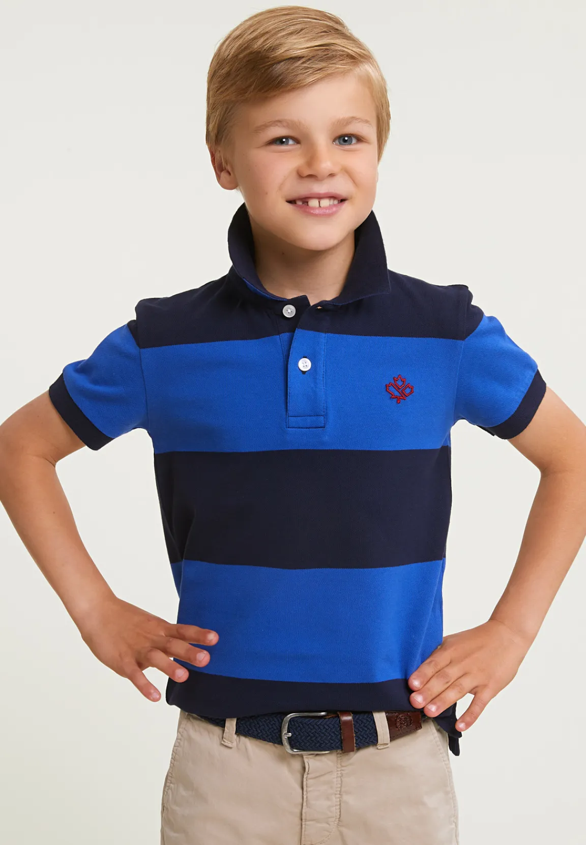 Fashion River Woods Custom fit gestreepte stretch polo navy/evening blue -