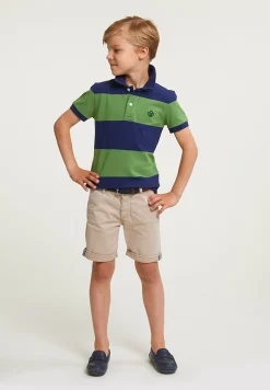 Fashion River Woods Custom fit gestreepte stretch polo royal blue/belize green -