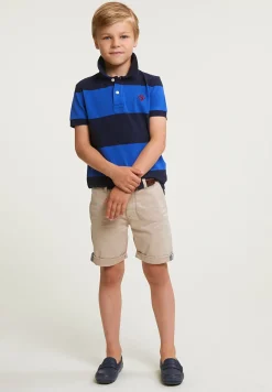 Fashion River Woods Custom fit gestreepte stretch polo navy/evening blue -