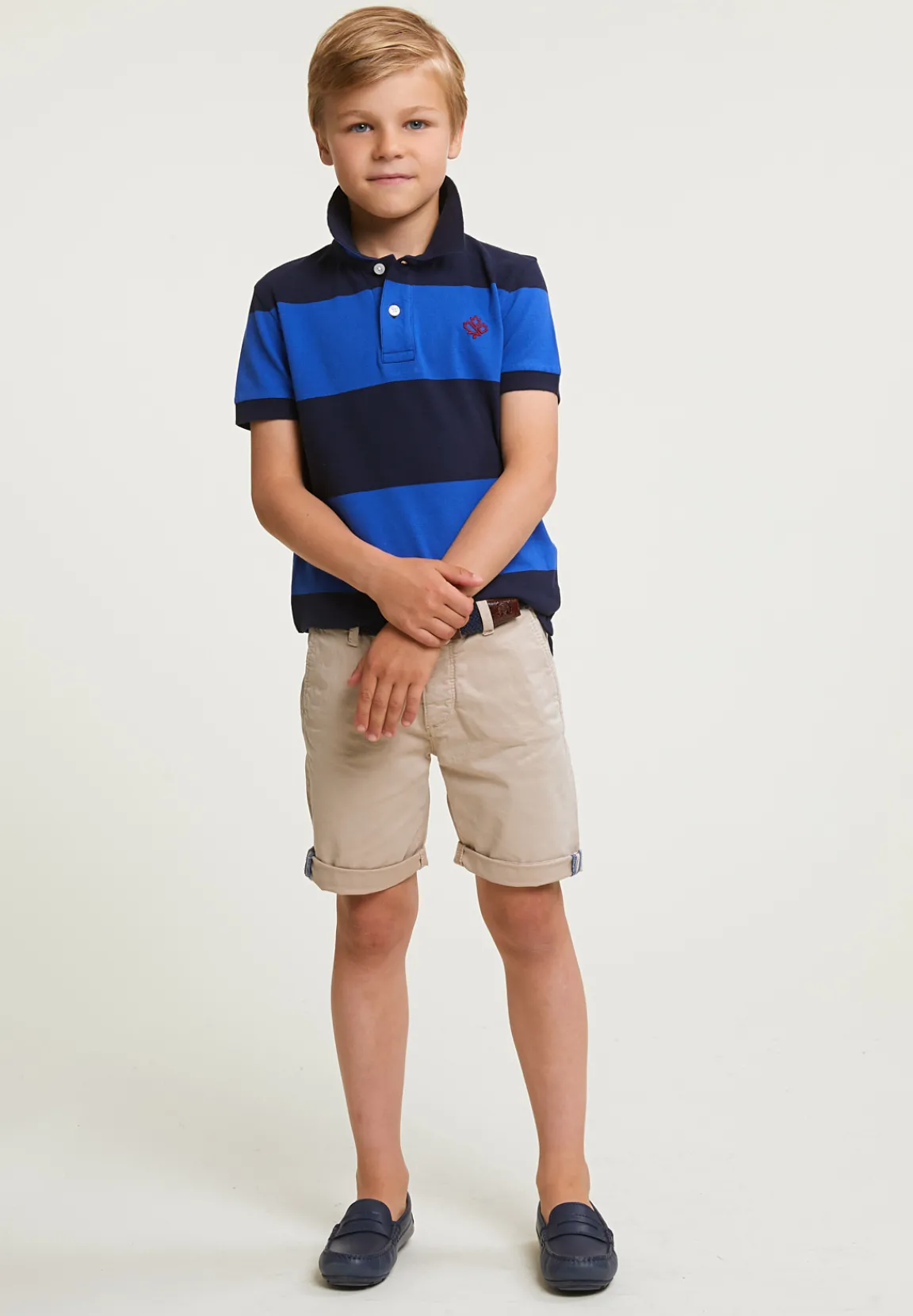 Fashion River Woods Custom fit gestreepte stretch polo navy/evening blue -
