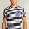 Clearance River Woods Custom fit gestreepte T-shirt met zak navy -
