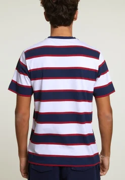 Clearance River Woods Custom fit gestreepte T-shirt oxford blue/harvard red -
