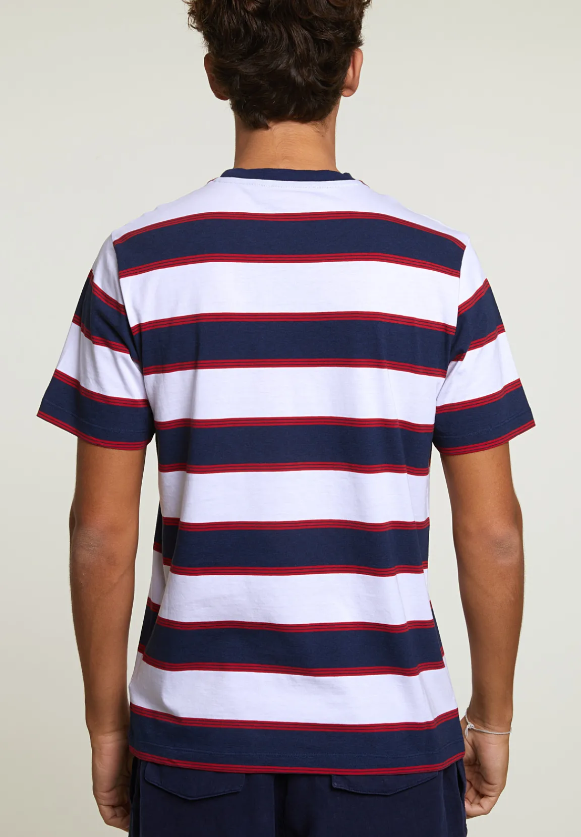 Clearance River Woods Custom fit gestreepte T-shirt oxford blue/harvard red -
