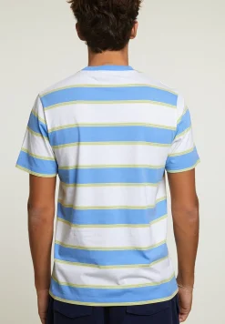 Outlet River Woods Custom fit gestreepte T-shirt caribbean blue -
