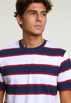 Clearance River Woods Custom fit gestreepte T-shirt oxford blue/harvard red -