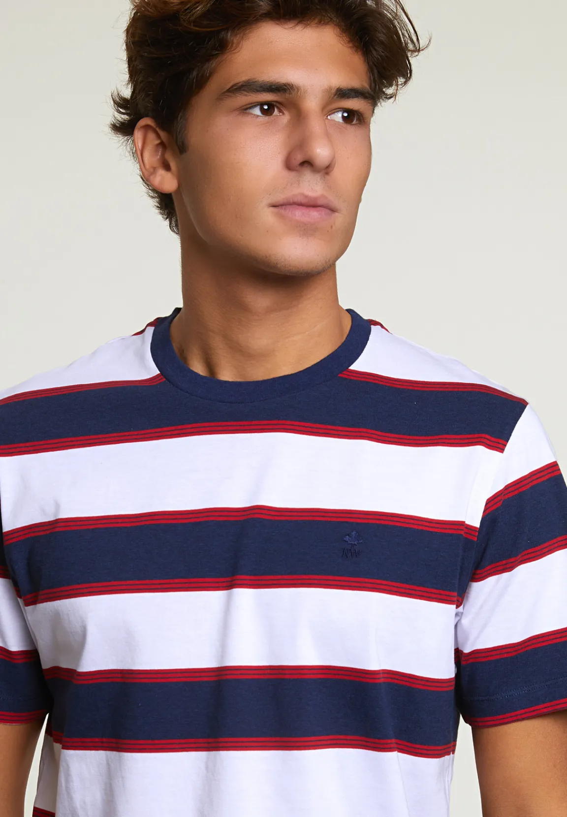Clearance River Woods Custom fit gestreepte T-shirt oxford blue/harvard red -