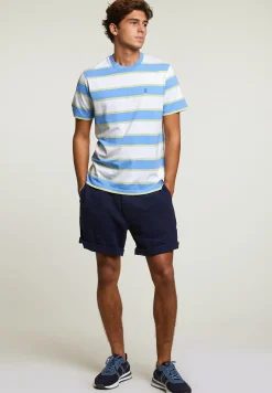 Outlet River Woods Custom fit gestreepte T-shirt caribbean blue -