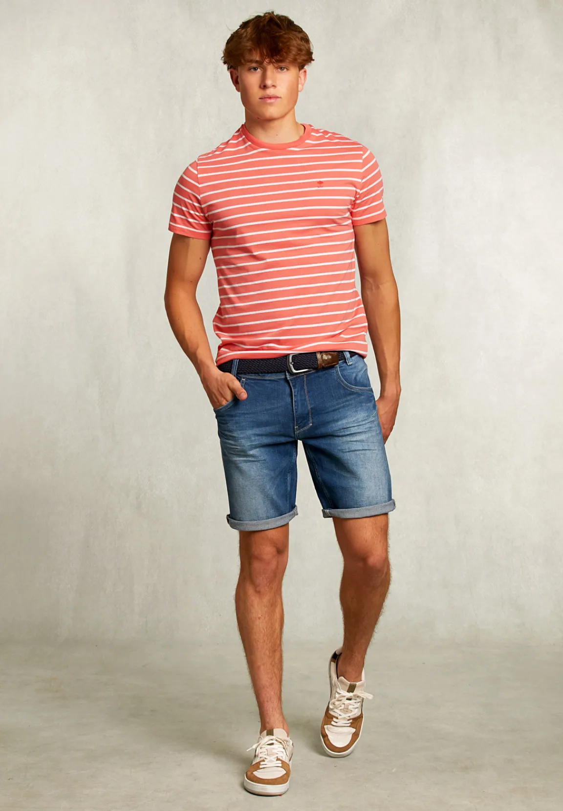 Outlet River Woods Custom fit gestreepte T-shirt bellini -