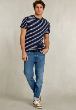 Online River Woods Custom fit gestreepte T-shirt oxford blue -
