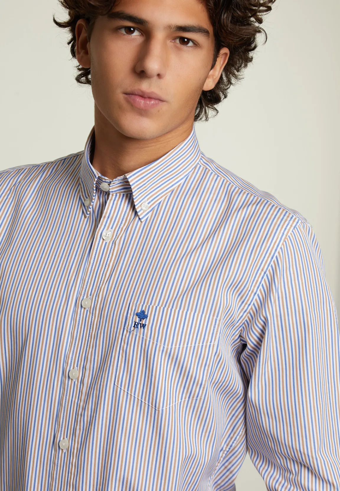Online River Woods Custom fit getreept hemd multi -