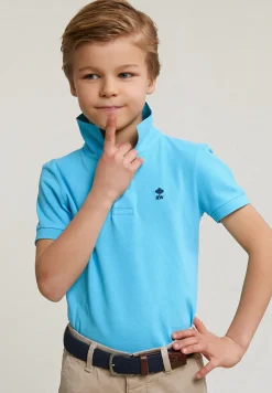Online River Woods Custom fit katoenen basic stretch polo acqua -