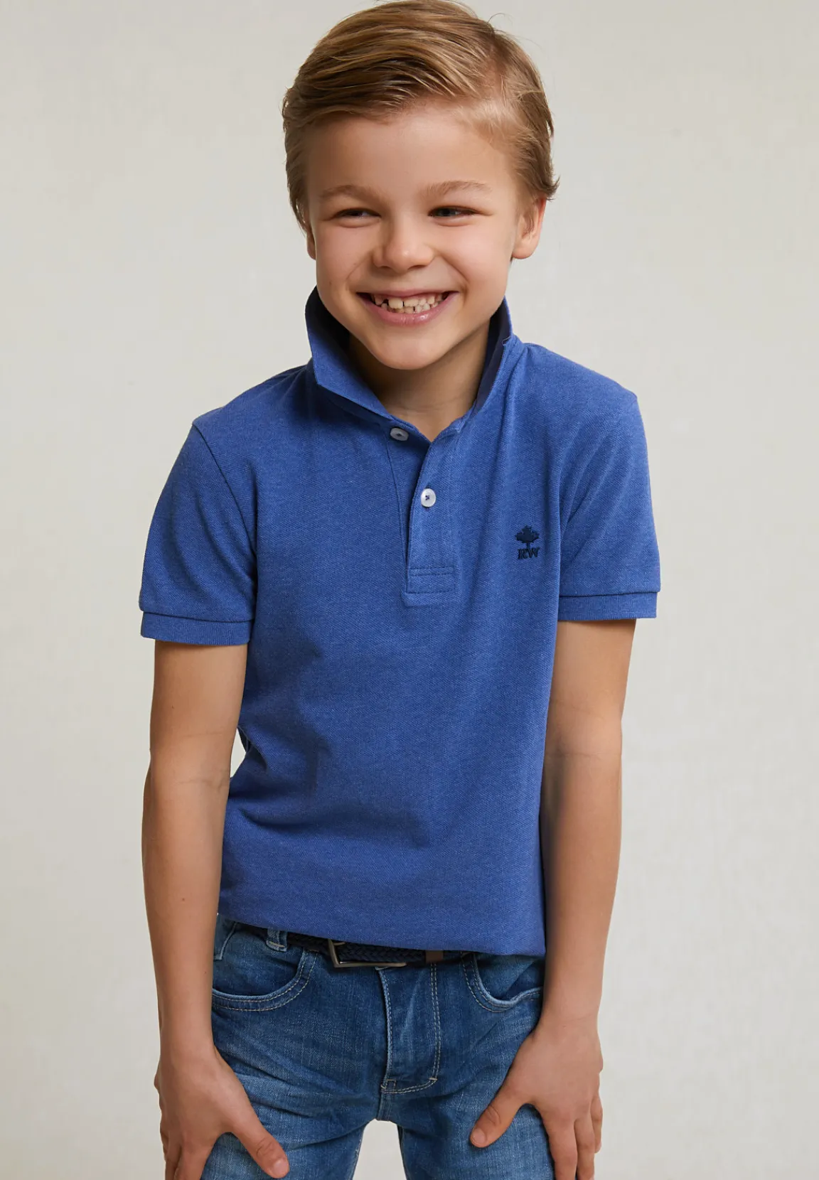 Sale River Woods Custom fit katoenen basic stretch polo hamptons blue mix -