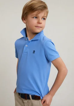 Best River Woods Custom fit katoenen basic stretch polo sky -
