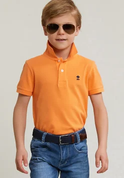 Online River Woods Custom fit katoenen basic stretch polo peach -