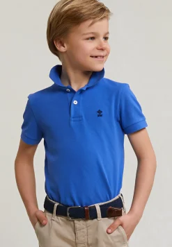 Sale River Woods Custom fit katoenen basic stretch polo evening blue -