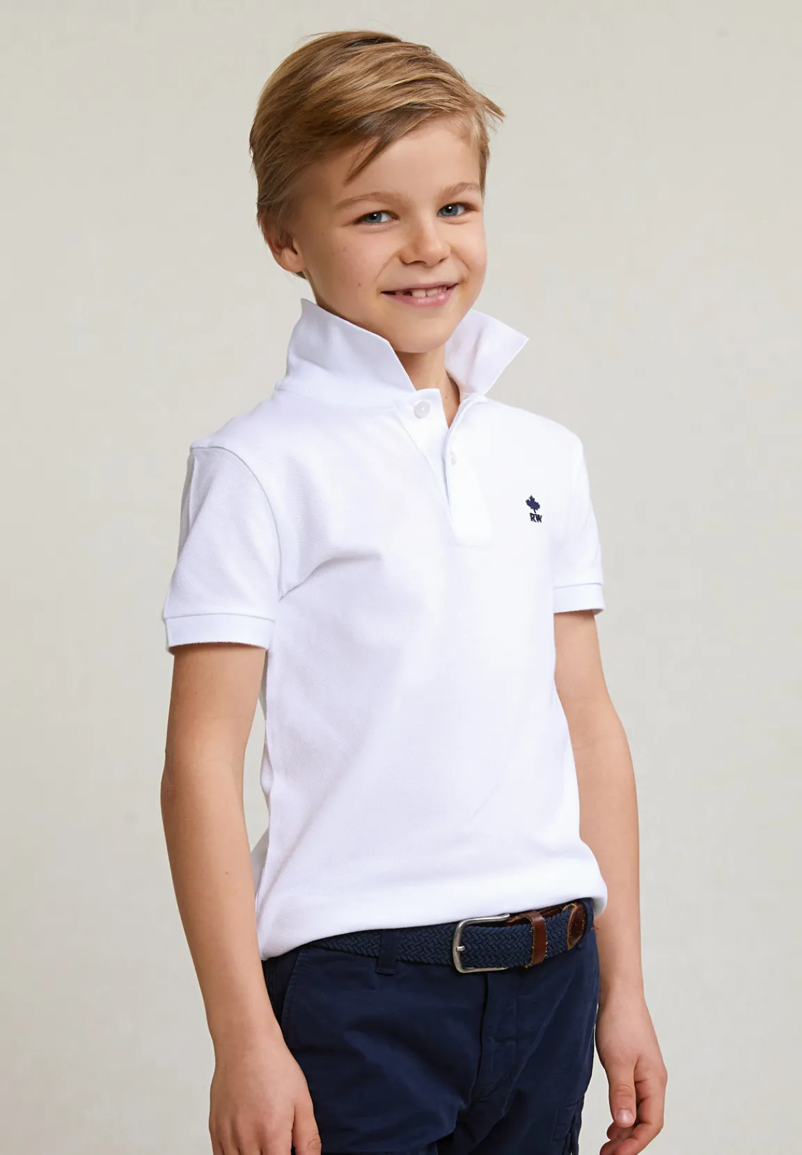 Fashion River Woods Custom fit katoenen basic stretch polo wit -