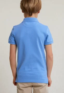 Best River Woods Custom fit katoenen basic stretch polo sky -
