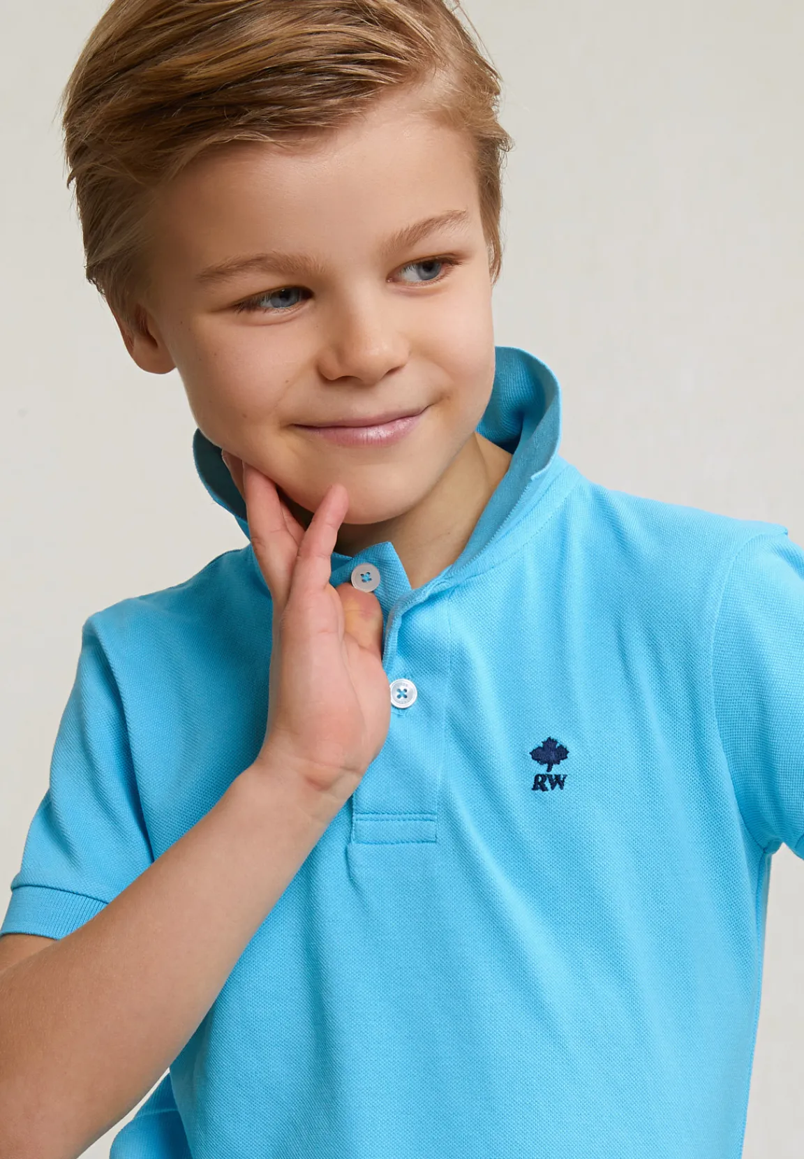 Online River Woods Custom fit katoenen basic stretch polo acqua -
