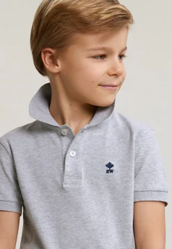 Outlet River Woods Custom fit katoenen basic stretch polo oyster mix -