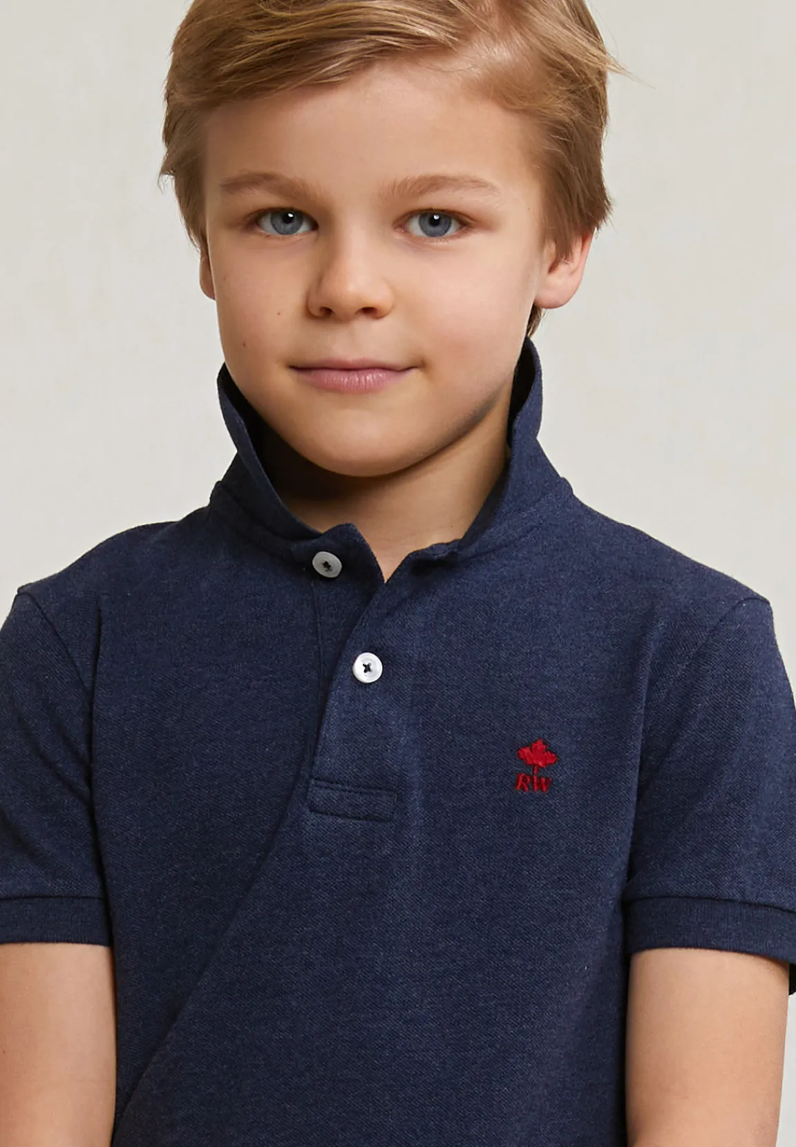 Clearance River Woods Custom fit katoenen basic stretch polo night blue mix -
