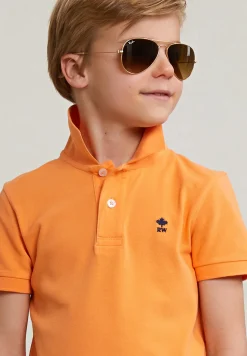 Online River Woods Custom fit katoenen basic stretch polo peach -