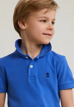 Sale River Woods Custom fit katoenen basic stretch polo evening blue -