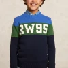Fashion River Woods Custom fit katoenen fancy trui ronde hals caribbean blue -