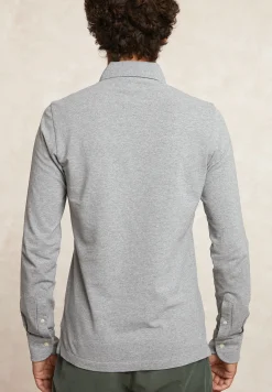 Outlet River Woods Custom fit katoenen fancy pique polo mid grey mix -