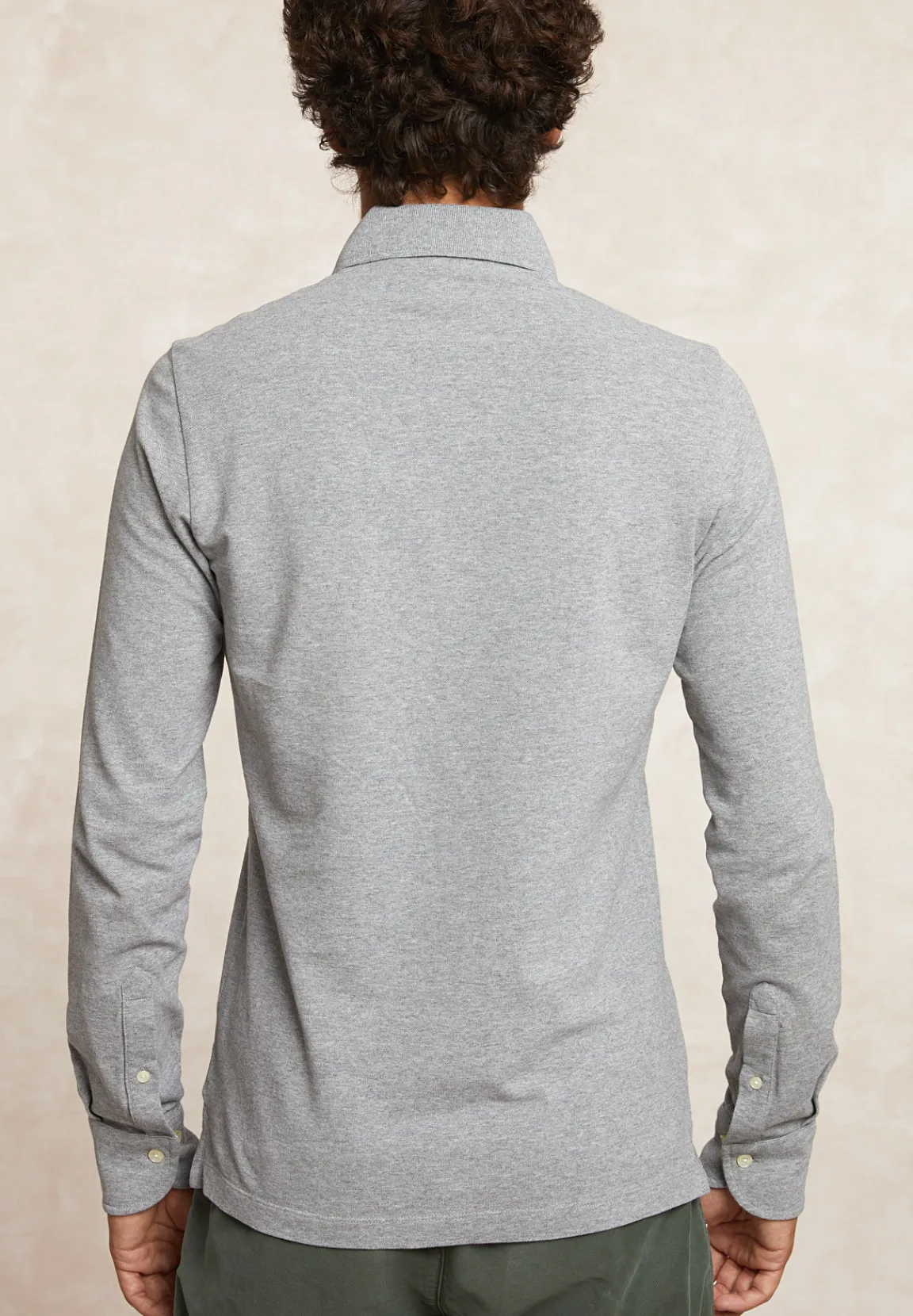 Outlet River Woods Custom fit katoenen fancy pique polo mid grey mix -