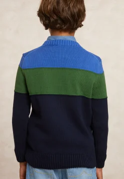 Fashion River Woods Custom fit katoenen fancy trui ronde hals caribbean blue -